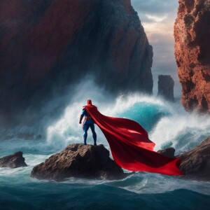 Design a realistic 3D-rendered anime scene featuring a heroic ch...