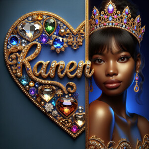 VCraft a 3-D image showcasing the name 'KAREN' in a luxurious go...