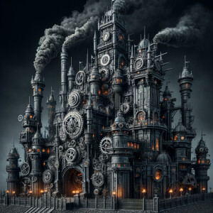 Steampunk black undead castle