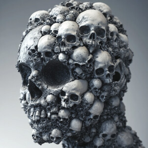 A person made from skulls