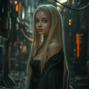 Cherry, beautiful slender young woman with long lightblonde Hair...