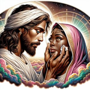 Ensure that the image distinctly represents both Jesus Christ an...