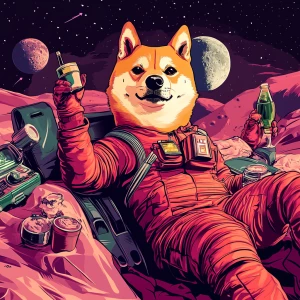 MEME DOGE in GTA art style, Doge enjoys a massive party on the...