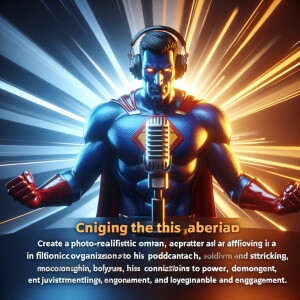 Create a super hero for a company called Your Podcast Company. H...