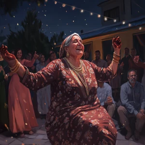 A 54 year old kashmiri mother-in-law dancing celebrati g with he...