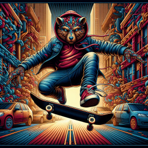 Prompt: A [   ] wearing Jeanshose and Hoody, colorful, anthropom...