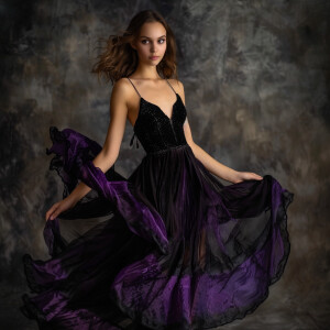 Photo of fair skinned young woman with brunette hair, slim petit...