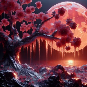 A highly detailed, liquid metal and stylized rendition of a cher...