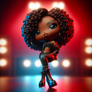 gorgeous hyperrealism Chibi African character tall American grow...