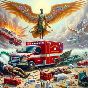 Create a realistic 3D oil painting depicting a scene of emergenc...