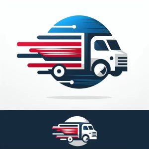 Create a logo for a moving company featuring a truck painted wit...