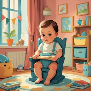 baby Putin in children room, use carton art style