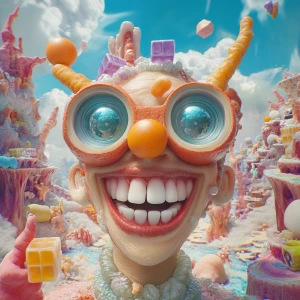 A photorealistic image of a person with camera lenses for eyes,...