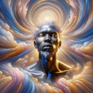 Create a 3-D realistic oil, painting light skin
African-America...