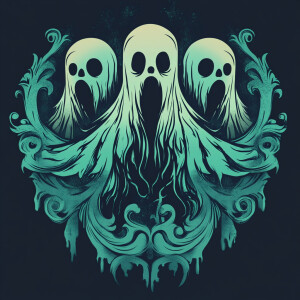 Create a horror-inspired logo for a paranormal investigation tea...