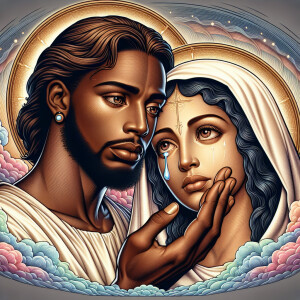 Ensure that the image distinctly represents both Jesus Christ an...