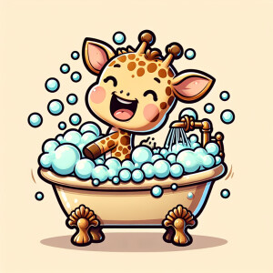 Character design A cute small Boy-giraffe Hybrid smiling taking...