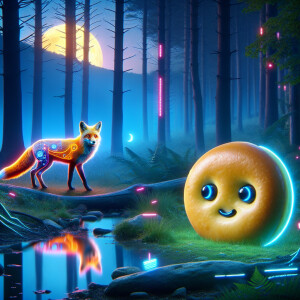 A round bun with eyes and mouth met a bioengineered fox in the f...