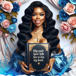 Create an image of an ultra-light-skinned African-American woman...