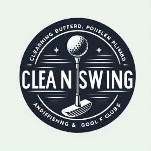 Design a logo for "Clean Swing," a golf club cleaning, buffering, polishing, and refinishing service. The logo should have a modern, minimalist design. Implement a more unique logo and stay away from a cliche gold logo design. The text "Clean Swing - cleaning, buffering, polishing, and refinishing golf clubs" should be in a clean, legible font, ensuring all letters are present and the text is fully visible within the logo frame with no added letters and numbers.  The overall style should be reminiscent of a high-end sporting goods brand.  Avoid overly cartoonish or cluttered designs. Follow the rule of 3 and all todays top modern logo design guidelines.