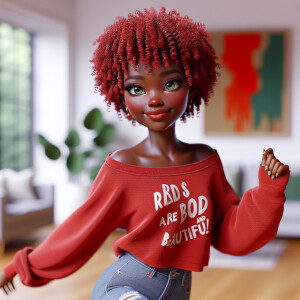 3-D image of a BEAUTIFUL LIGHT SKIN AFRICAN-AMERICAN young woman...