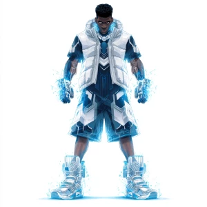 A frontal T pose full body concept illustration of A powerful bl...