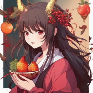 A girl eating demon fruit