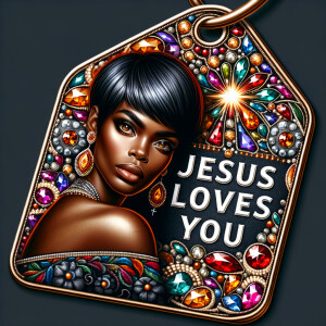 Redesign the tag to feature an African-American woman with a sty...