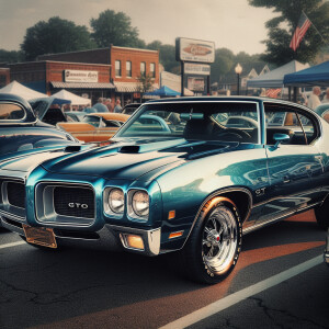 Create an image of a 1971 Pontiac GTO in mint condition, featuri...