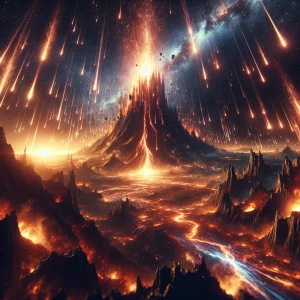 ☄️🌋, 16:9 ratio, in the style of Yautja's (Hunter Predator),ult...