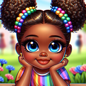 A cartoon-style digital illustration of a young African-American...