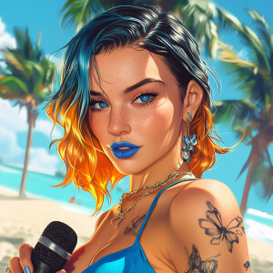 Create a 4K quality anime-style artwork of an adult Spanish-Amer...