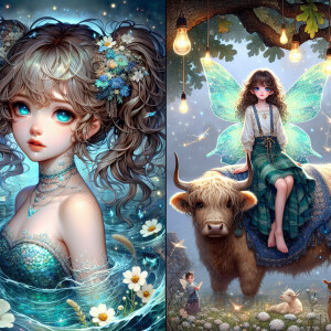 beautiful whimsical painting of a laughter cheeky little fairy w...