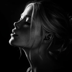 Blonde woman, noir style, ultra-realistic portrait, dramatic sha...