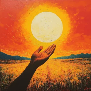 With the sun in my hand
Gonna throw the sun
Way across the land-...