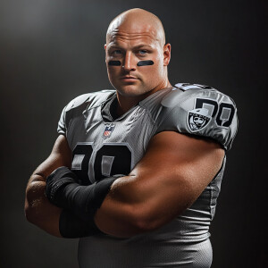 Create a whole body portrait image of a  football player at age...