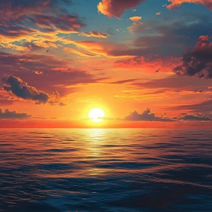 Create an image of a beautiful sunset over the ocean