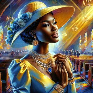 A spiritually enriching illustration portrays an African America...