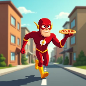 A flat perspective view of the superhero The flash running down...