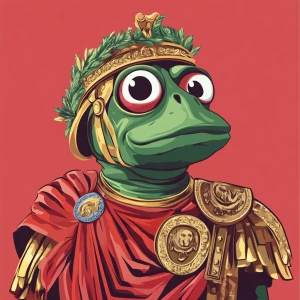 Pepe with pumped-up lips of a bright red color in carton style...
