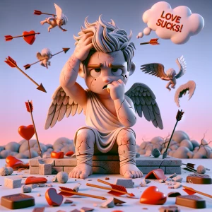 Create an image depicting a sarcastic anti-Valentine's Day theme...