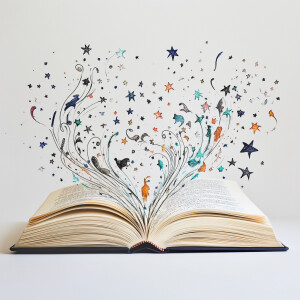 Photograph of an open book on a white background, with high-reso...