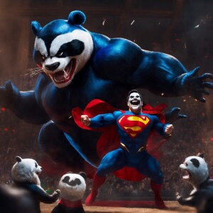 Create an 3d animated scene featuring two iconic characters in a...