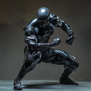 Wide angle shot of A full body pose of a muscular Nigerian Ninja...