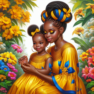A tender depiction of a Bohemian mother with her child, both sty...