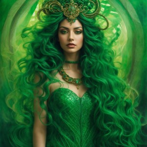 A captivatingly enigmatic Gorgon queen, her features a delicate...