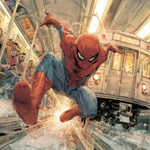 Highly detailed, realistic comic book style illustration of Spid...