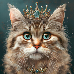 A cartoon. Beautiful cat, staring directly at the camera wearing...