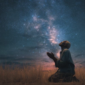 Create an image of an African American elderly man kneeling unde...