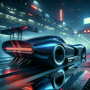 A futuristic, sleek supersonic Dodge Viper Funny Car poised for...